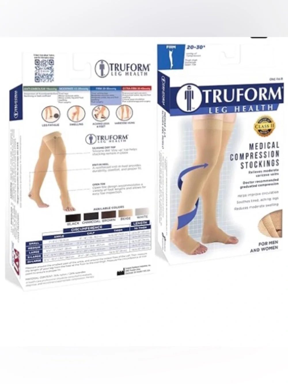 🆕 Truform 20-30 mmHg Compression Stockings for Men and Women, Thigh High Medium